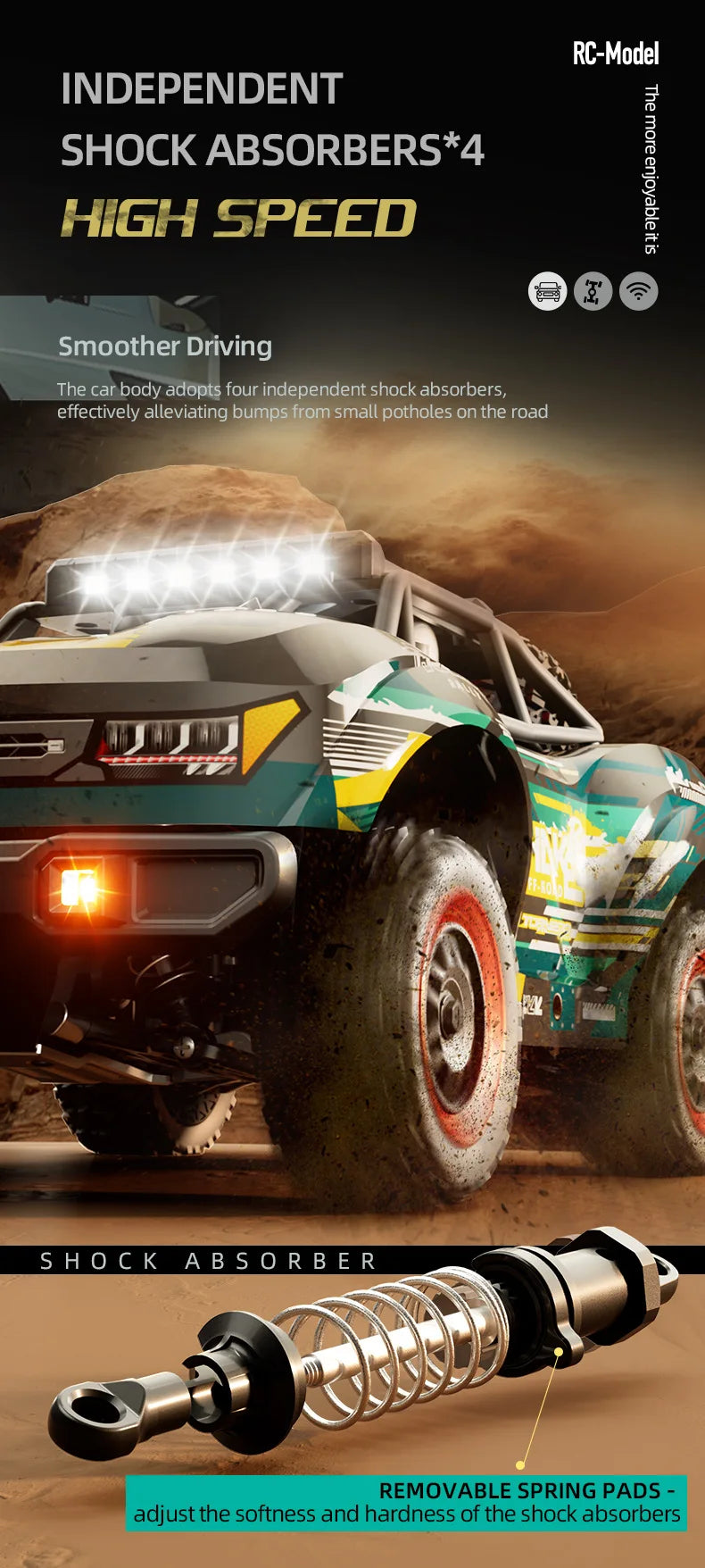 Jjrc C8820 Carbon Brush Full Scale Remote Control Car 4wd Short Truck Off-Road Professional Racing High-Speed Car Adult Rc Toys