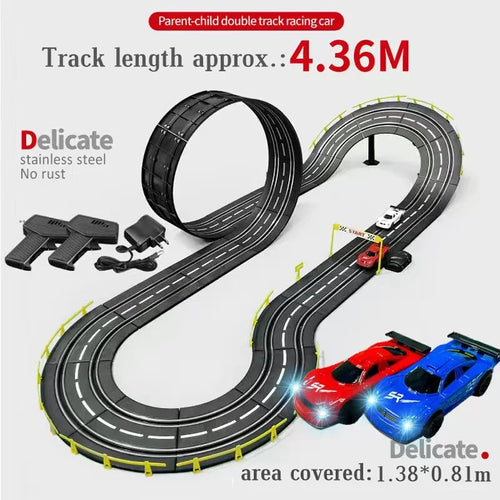 Load image into Gallery viewer, Slot car track Electric rail car 1:43 double remote control racing track toy automatic racing electric track children Christmas gift
