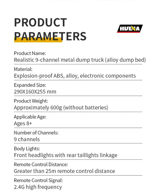 Load image into Gallery viewer, HUI NA Engineering Vehicle 533D Simulation Alloy Dump Truck Earth-moving Dump Truck Model Toy Truck Heavy duty tractor RC Cars
