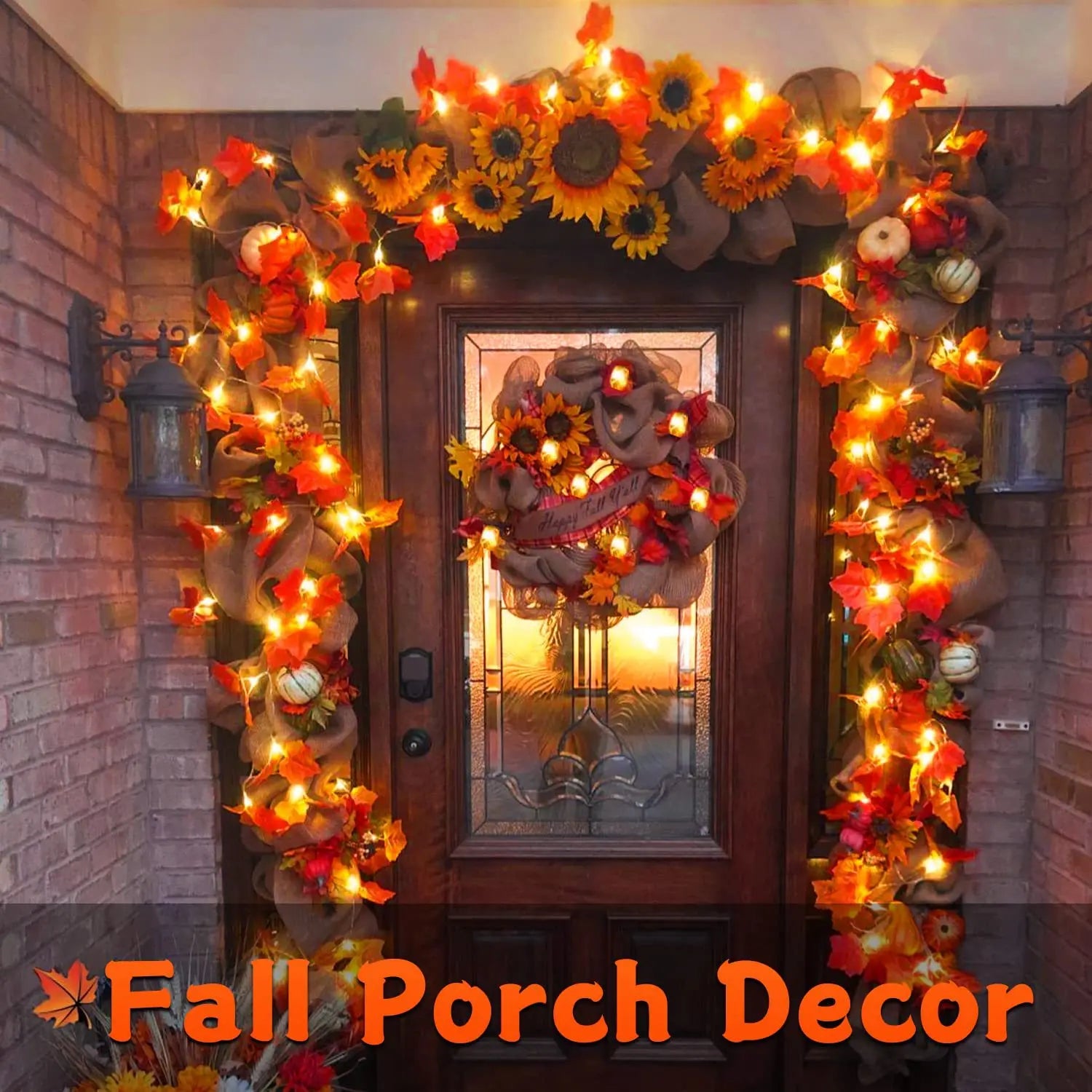 2/3M Halloween LED Lights String,Artificial Maple Leaf Lantern Garland,Halloween Christmas Thanksgiving Day Home Decorations