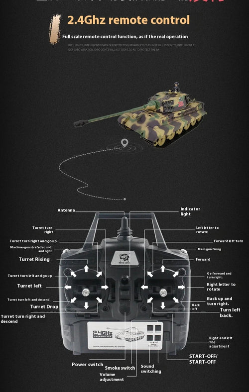 Load image into Gallery viewer, Henglong German Tiger King Remote-Controlled Tank 1/16 Metal Toy Car Professional Electric Tracked Off-Road Military Tank Model
