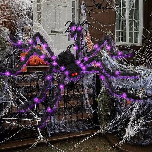 Load image into Gallery viewer, 8 Modes Halloween Spider Web Lights Waterproof Glow LED Spider Net 5m Triangle Luminous Halloween Spider Indoor Outdoor
