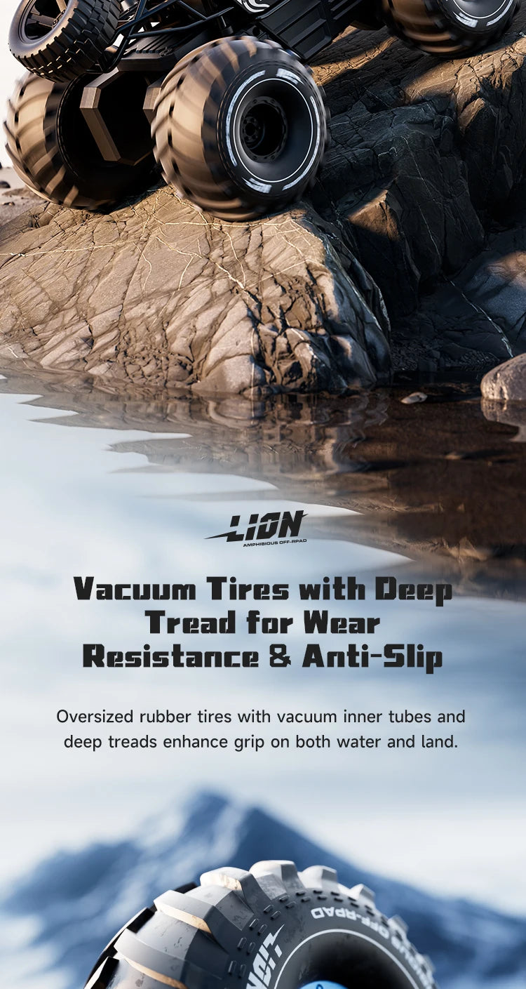 Amphibious Rock rocker Crawler RC Car with Camera, 4WD, 50min Runtime, IPX7 Waterproof, Gesture & APP Control, Off-Road Drift