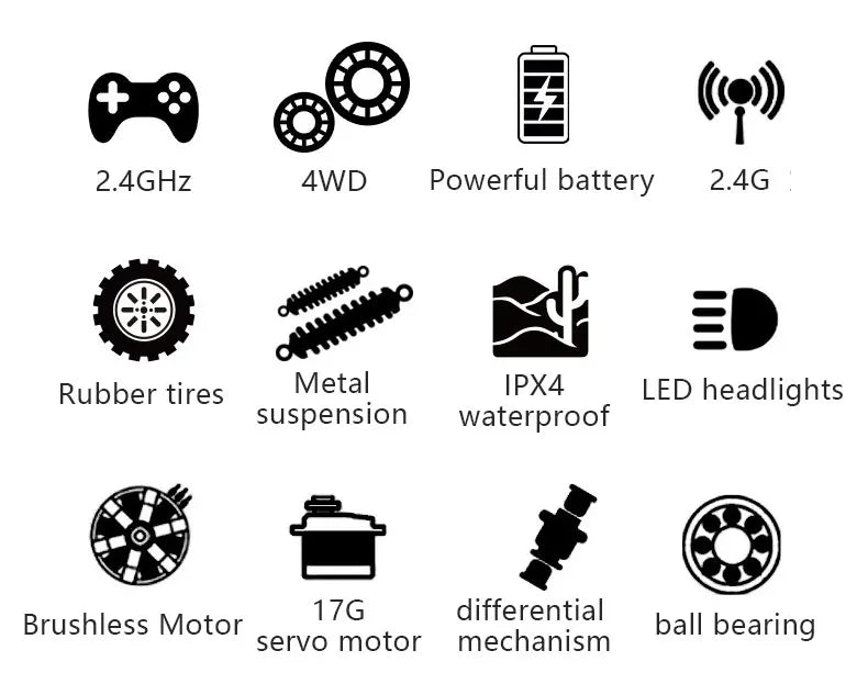 1:16 4WD RC Car 60KM/H Or 36KM/H With LED 2.4G Remote Control Cars High Speed Drift Monster 4x4 Truck For Kids VS Wltoys 144001