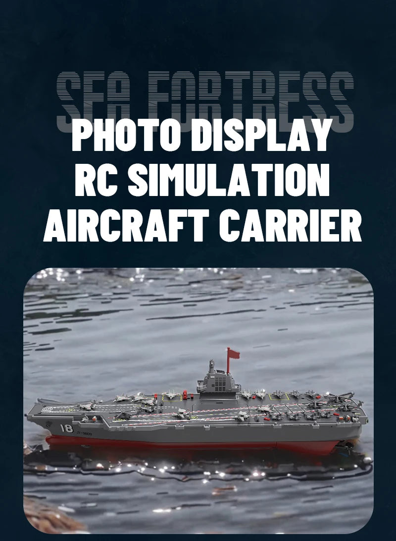 JJRC S19 RC Aircraft 2.4G Remote Control Battleship Boat RC Boat Auto Water Sensor Carrier Boat Toys Gift for Kids Boys