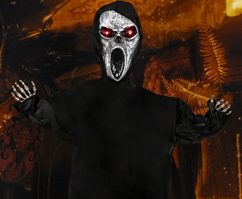 Halloween Decoration Screaming Scarecrow Ghost Voice-controlled Glowing and Sound-emitting Pendant Setting Up Props