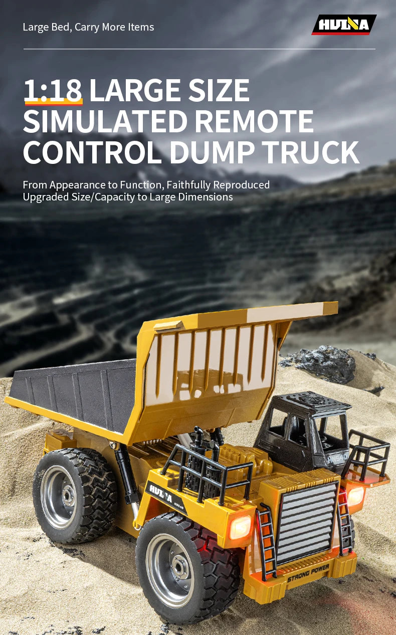 HUI NA Engineering Vehicle 533D Simulation Alloy Dump Truck Earth-moving Dump Truck Model Toy Truck Heavy duty tractor RC Cars
