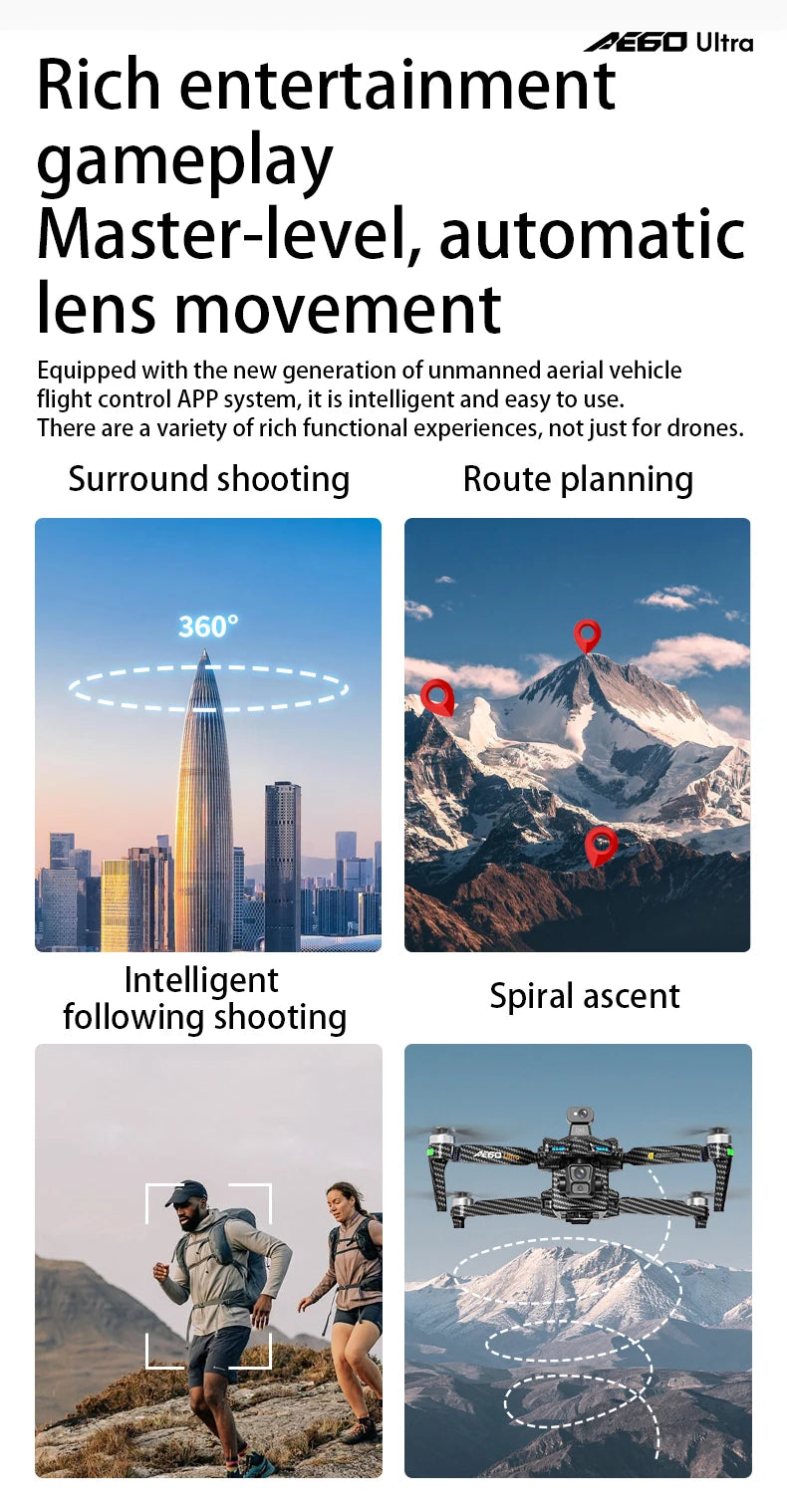 AE60 Ultra Professional Drone With 8K Camera GPS 3-Axis Gimbal Obstacle Avoidance Touch Screen FPV Brushless RC Drones Boy Toys