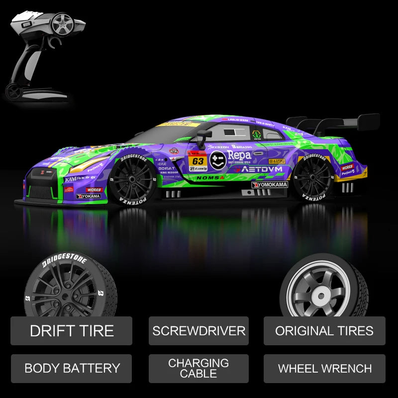 Rc Car 4WD Drift Racing 2.4G Dual Motors 40km/H 40 Minutes Long Battery Life 1:16 GTR Remote Control Car Outdoor Racing Car Toys