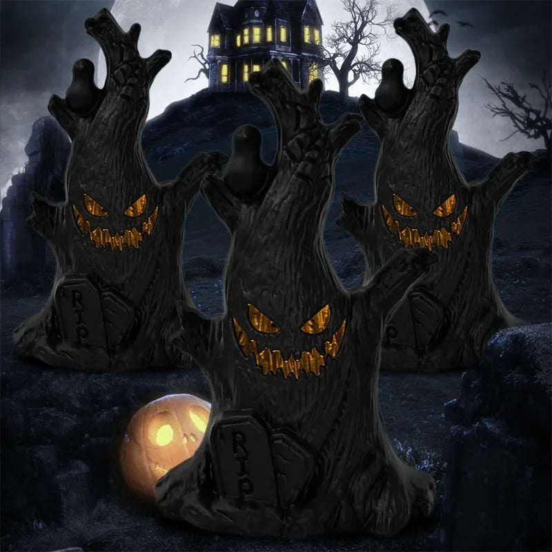 Halloween Led Glow Faces Ghost Tree Light Home Decoration Candle Lamp Halloween Party Supplies Haunted House Horror Props Giftss