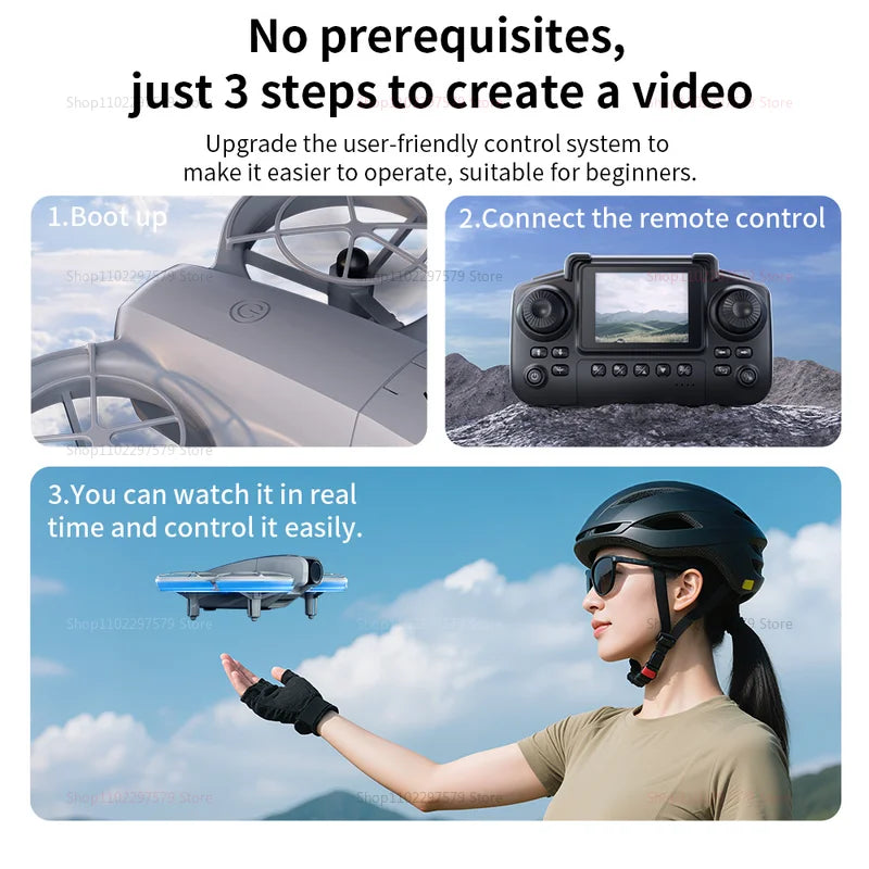 E69 Mini RC Drone 8K HD Camera With LED 5G FPV WiFi Remote Control Aircraft Obstacle Avoidance Quadcopter For Adult Boy Toy Gift