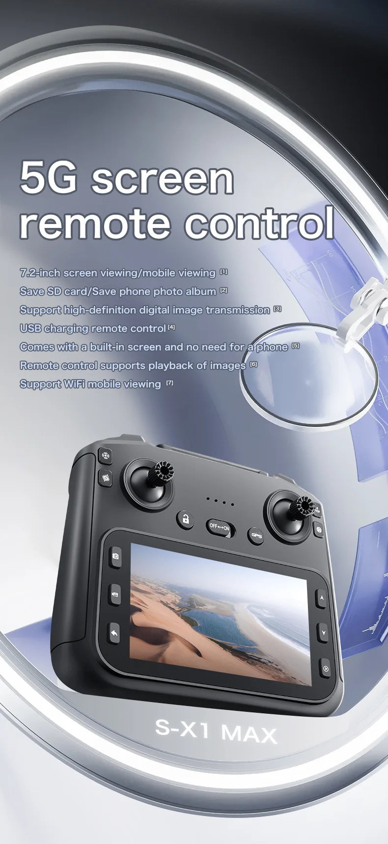 New S-X1 Quadcopter Drone: 4K Camera, 3-Axis Gimbal w/EIS, 5G GPS | Pro Aerial Photo Gift with Foldable Design