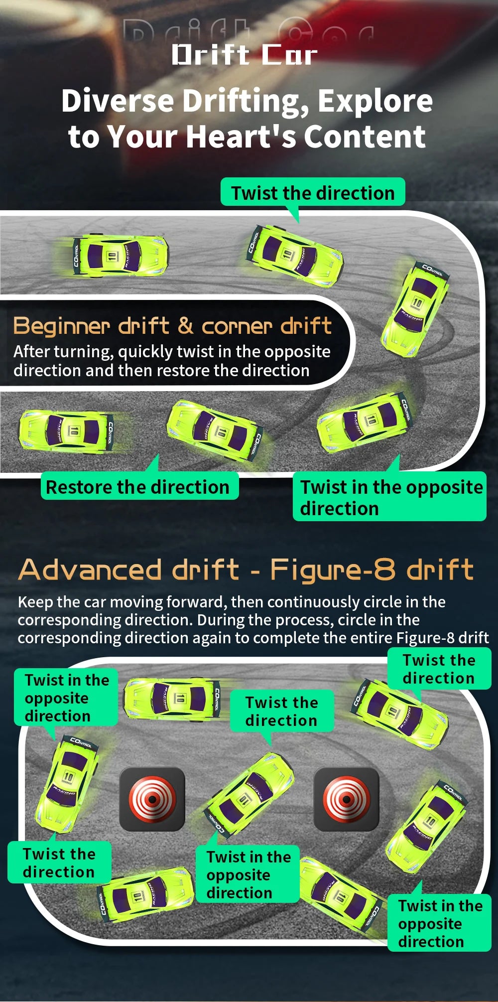 2026 New Q228 1:24 Drift Rc Car Four-wheel Remote-Controlled Racing Car Full Proportions Desk Competition Toy Boys Ideal Gifts