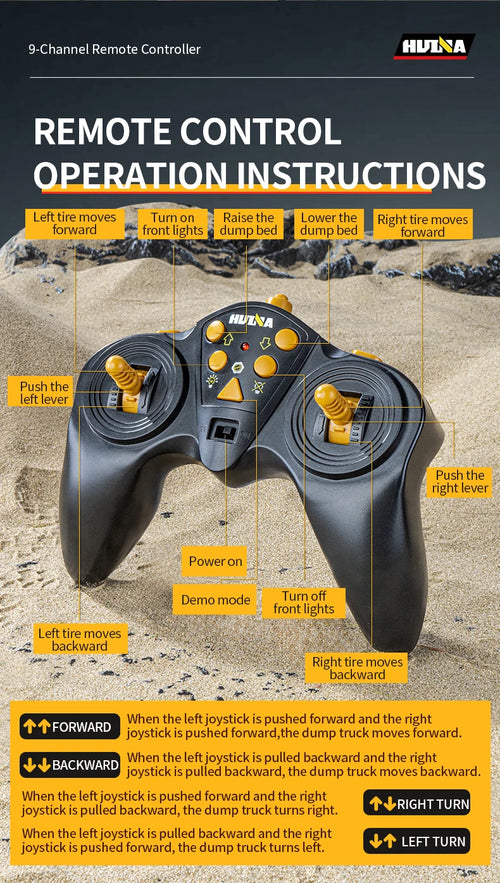 Load image into Gallery viewer, HUI NA Engineering Vehicle 533D Simulation Alloy Dump Truck Earth-moving Dump Truck Model Toy Truck Heavy duty tractor RC Cars
