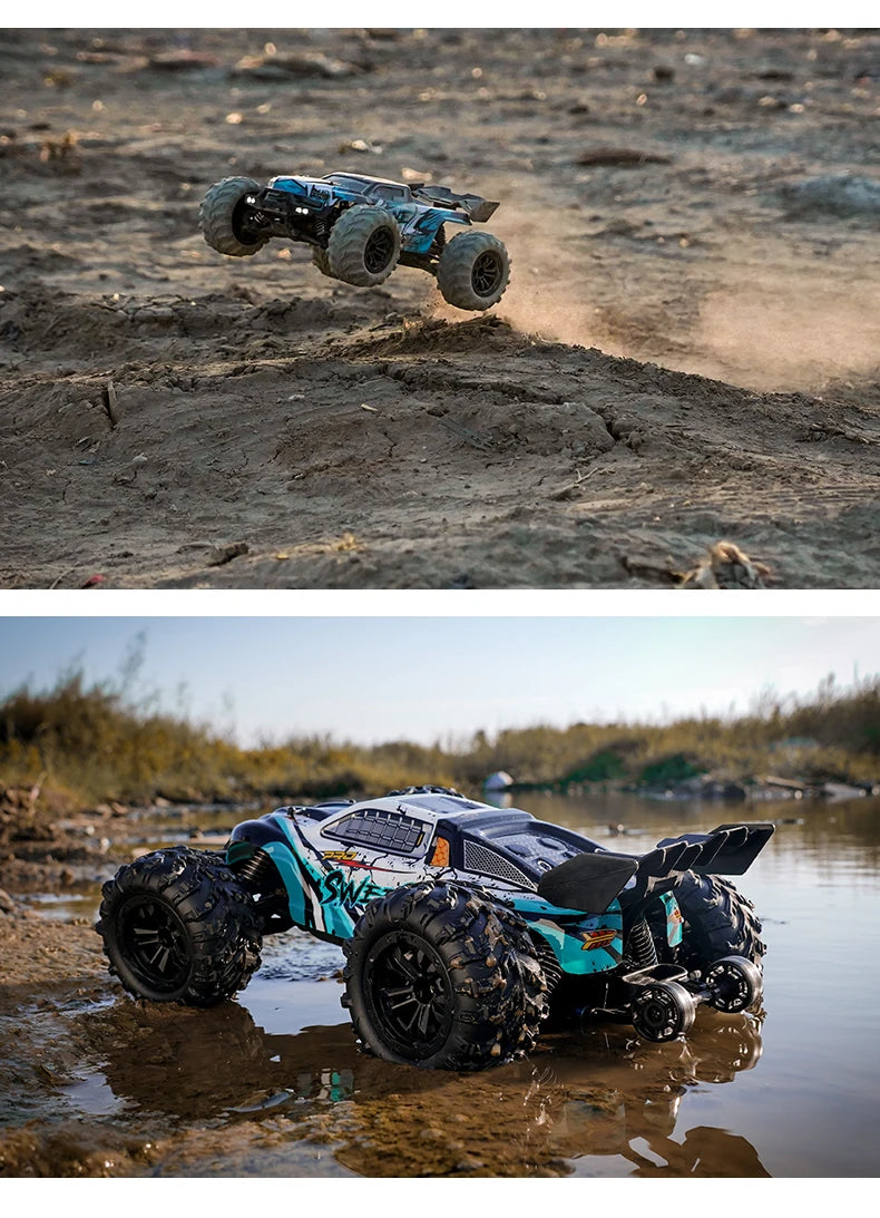 Rc Car Off Road 4x4 High Speed 75KM/H Remote Control Car With LED Headlight Brushless 4WD 1/16 Monster Truck Toys For Boys Gift