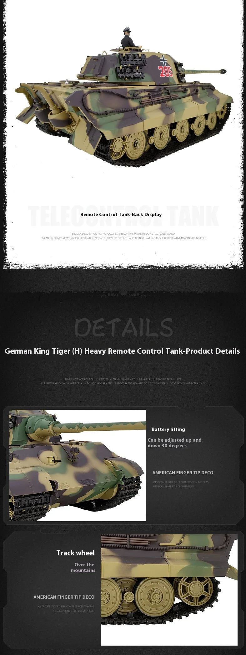 Henglong German Tiger King Remote-Controlled Tank 1/16 Metal Toy Car Professional Electric Tracked Off-Road Military Tank Model