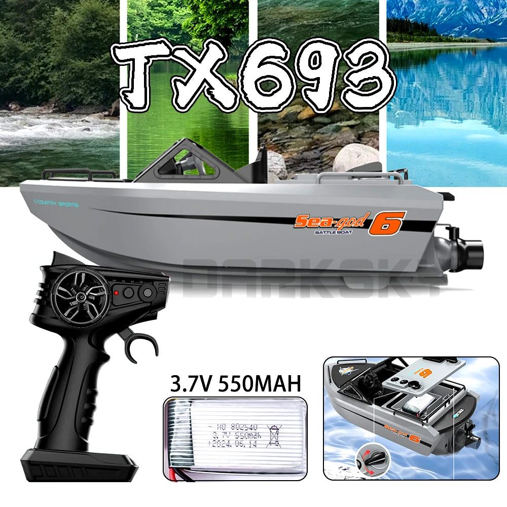 Toy Boat 1/12 Remote Control Go Kart 2.4G High-Speed Vortex Spray Brushless Water Electric Cool Boy Ship Model