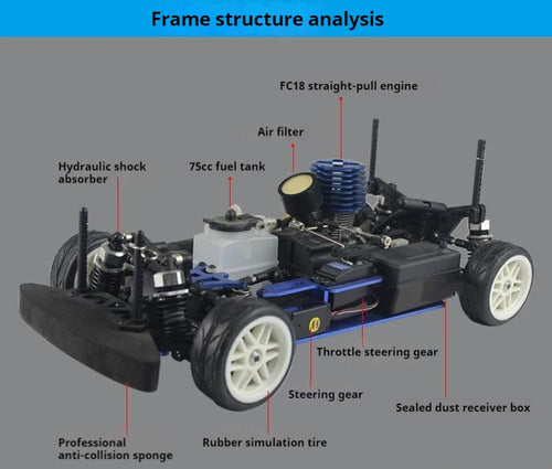 Load image into Gallery viewer, New Rc 1/10 Flat Sports Car Remote Control Model Toy Vrx Reiz Howe Rh1004 Two-Speed Methanol Fuel Gasoline Toy Model Car
