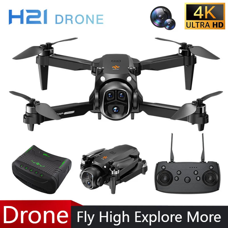 2025 New H21 VR Drone 4K HD Professional 90° ESC Camera Brushless motor Optical flow hovers Quadcopter Drones Gifts Toys