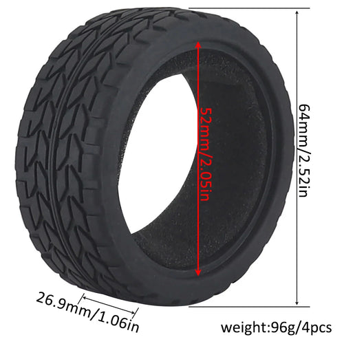 Load image into Gallery viewer, 1:10 On-road Car Tires 63-68mm High Grip Rubber Tyre Hot Melt Tire Hsp 94123 Hpi Himoto Fw06 Tt01 Abrasion Resistant Racing Car
