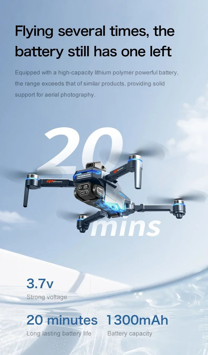 GT8 Drone 4K HD Camera Obstacle Avoidance Aerial Photography Brushless Drone with Screen Foldable RC Drone Quadcopter RTF