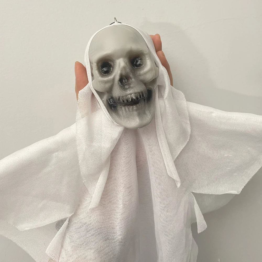 2PCS Halloween Skeleton Ghost Decoration Party Hanging Skull Skeleton Ornament Horror Props Haunted Home Decor Halloween Outdoor