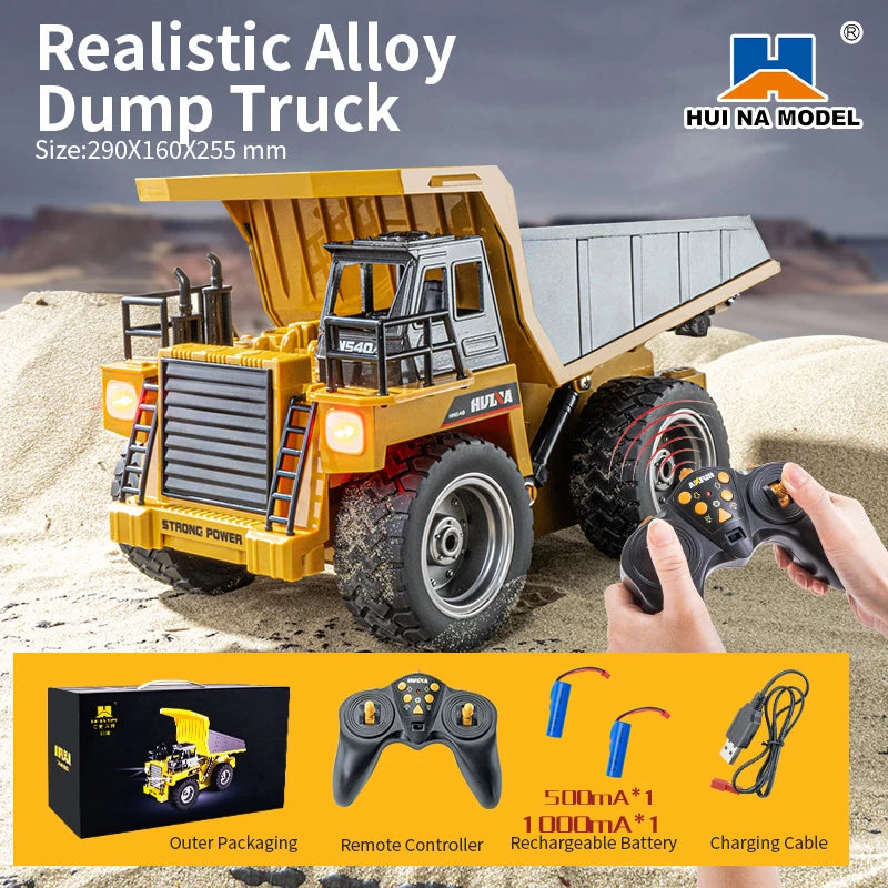 HUI NA Engineering Vehicle 533D Simulation Alloy Dump Truck Earth-moving Dump Truck Model Toy Truck Heavy duty tractor RC Cars