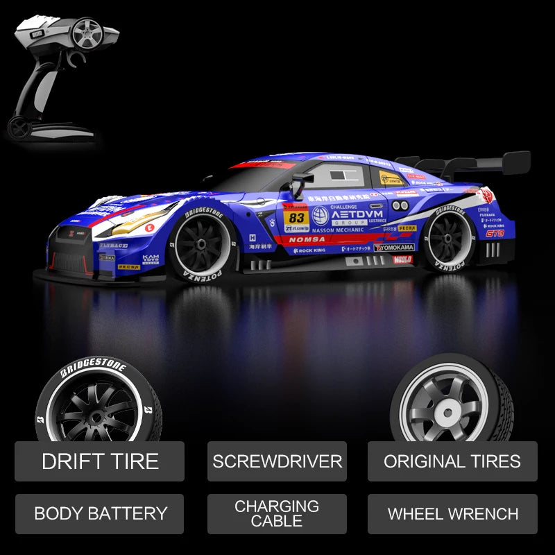 Rc Car 4WD Drift Racing 2.4G Dual Motors 40km/H 40 Minutes Long Battery Life 1:16 GTR Remote Control Car Outdoor Racing Car Toys