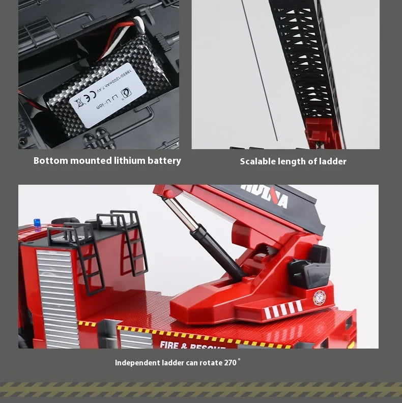 1:14 RC Engineering Car Huina 1561 22CH Large Scale Toy Fire Truck Full Scale Simulation Water Spraying Toys Adult Child Gifts