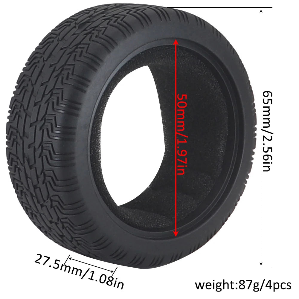 1:10 On-road Car Tires 63-68mm High Grip Rubber Tyre Hot Melt Tire Hsp 94123 Hpi Himoto Fw06 Tt01 Abrasion Resistant Racing Car