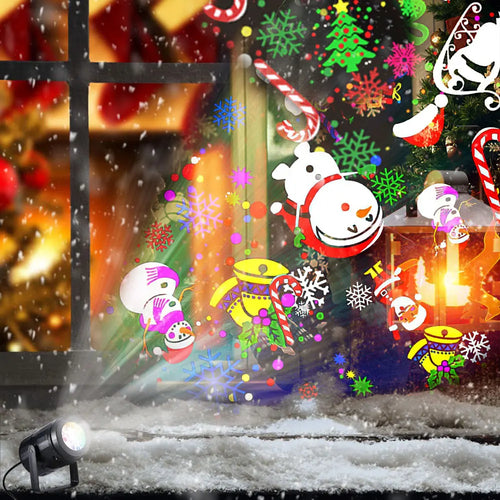 Load image into Gallery viewer, USB Power Christmas Projector LED Night Lamp Indoor 16 Pattern Projection Fairy Light for Bedroom Xmas New Year Party Home Decor
