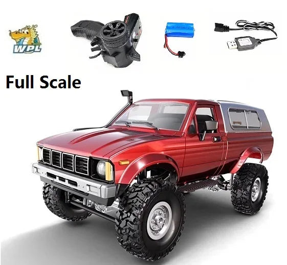 4x4 rc C64-1 New WPL RC CAR 1/16 2.4G Full Scale 4WD Adults Climbing Car Off Road Vehicle C24 Pickup Truck Remote Control Boy Model Toy