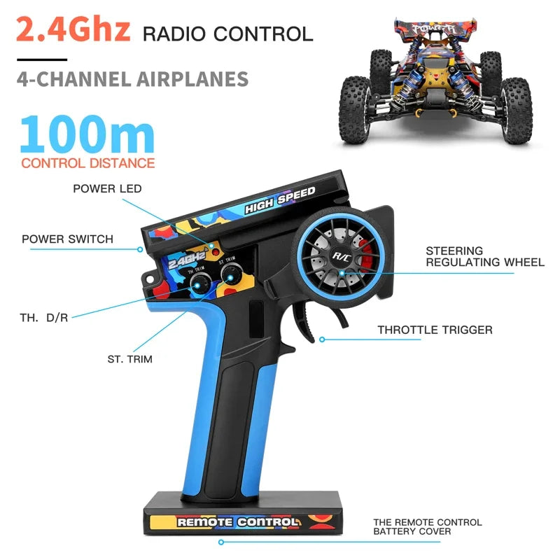 WLtoys 124007 75KM/H 4WD RC Car Professional Racing Remote Control Cars High Speed Drift Monster Truck Buggy Children's Toys For Boys