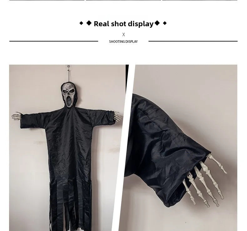Halloween Decoration Screaming Scarecrow Ghost Voice-controlled Glowing and Sound-emitting Pendant Setting Up Props
