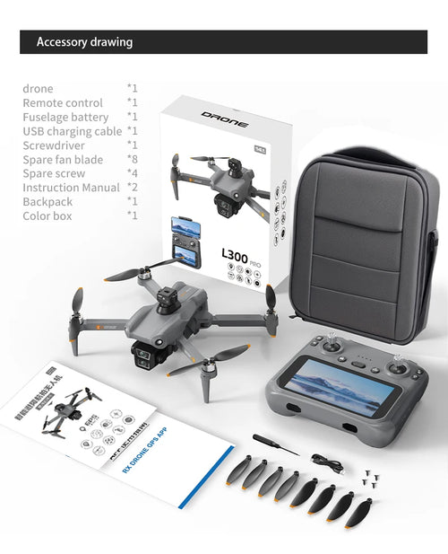 Load image into Gallery viewer, L300 Ultra Professional Drone 4K HD Wide Angle Camera 5G GPS WiFi FPV  RC Drone 360° Quadcopter Toys for Obstacle Avoidance
