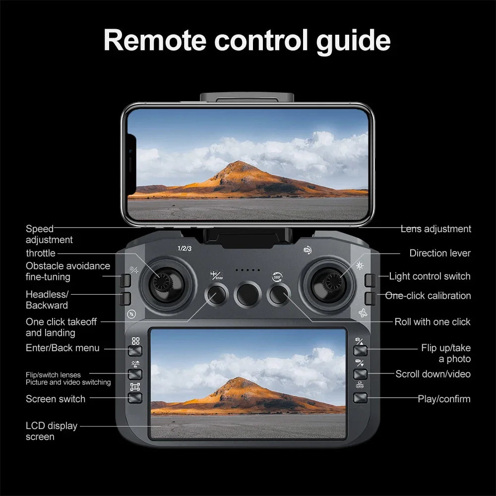 Original V988 Drone 8K HD Dual Camera Professional 5G WIFI FPV Remote control with large screen Foldable Quadcopter RC DronPlusX