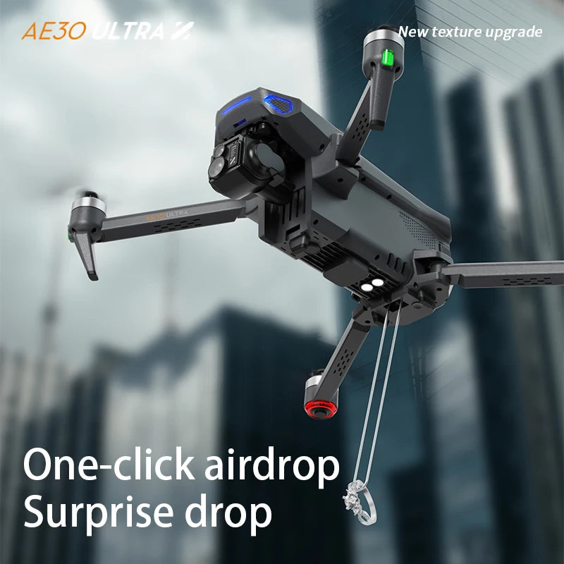 AE30 Ultra GPS Drone 4K Profesional HD Camera 3-Axis Gimbal Brushles Airdrop RC Quadcopter 5.5inch Screen Control Fishing Drones