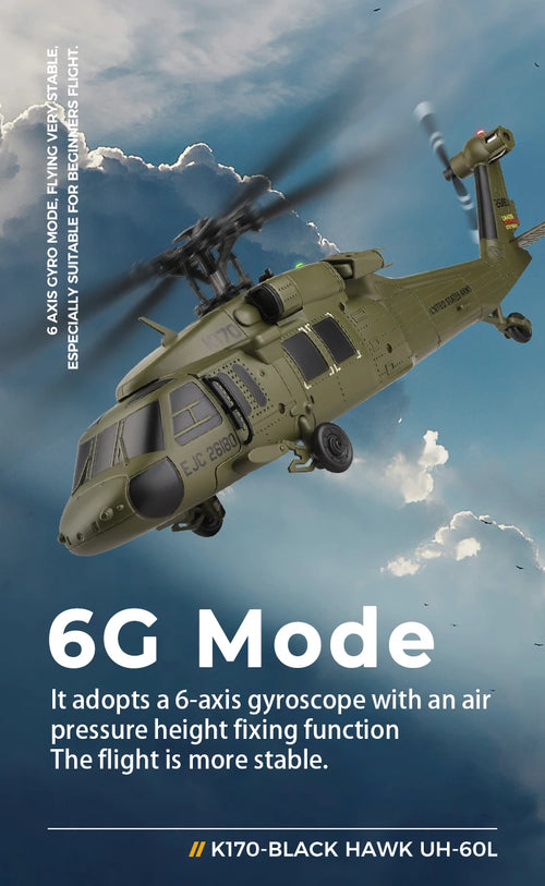 Load image into Gallery viewer, Wltoys K170 UH-60L RC Plane 2.4G 4CH 6-Axis Gyro Brushless Motor Military Green Helicopter RTF And XK K170 Birthday Gift for Kid
