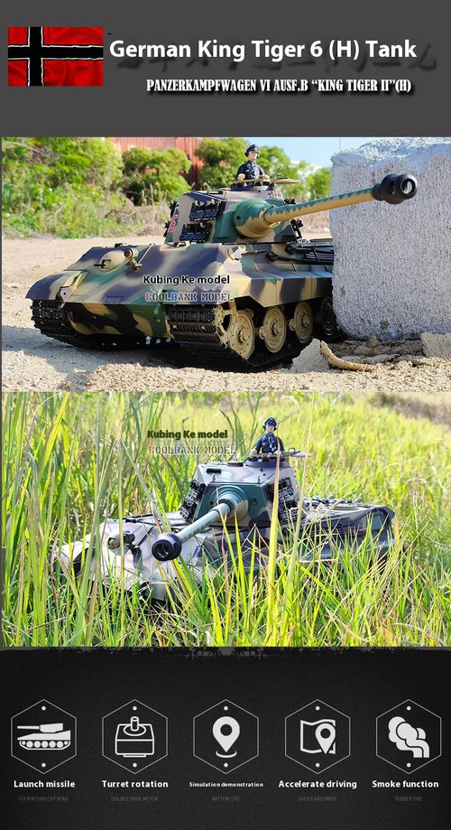 Load image into Gallery viewer, Henglong German Tiger King Remote-Controlled Tank 1/16 Metal Toy Car Professional Electric Tracked Off-Road Military Tank Model
