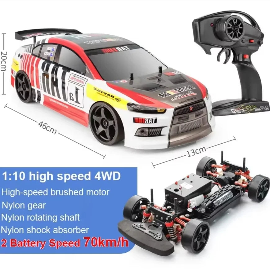 1:10 70km/h High-speed Drift Remote Control Car 2.4G 4WD Rc Off-road Vehicle Dual-speed Rc Car Children's Christmas Gift