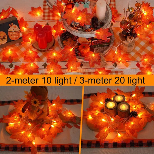 Load image into Gallery viewer, 2/3M Halloween LED Lights String,Artificial Maple Leaf Lantern Garland,Halloween Christmas Thanksgiving Day Home Decorations
