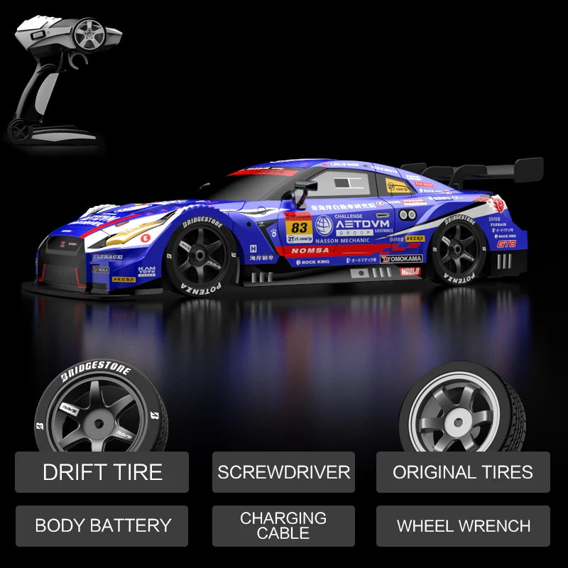 Rc Car 4WD Drift Racing 2.4G Dual Motors 40km/H 40 Minutes Long Battery Life 1:16 GTR Remote Control Car Outdoor Racing Car Toys
