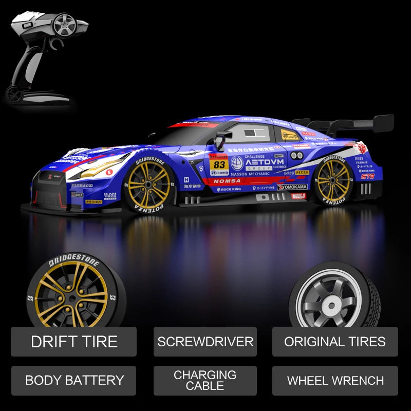 Rc Car 4WD Drift Racing 2.4G Dual Motors 40km/H 40 Minutes Long Battery Life 1:16 GTR Remote Control Car Outdoor Racing Car Toys