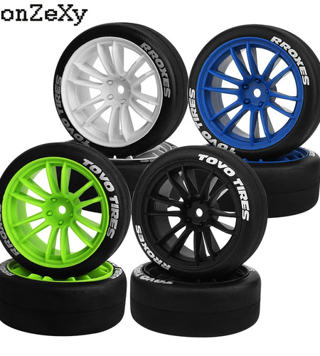 4pcs 1/10 65mm Hard Drift Tire Tyre Wheel for Tamiya TT01 TT02 XV01 PTG-2 Kyosho HPI HSP RC Drift Car On Road Touring Racing Car