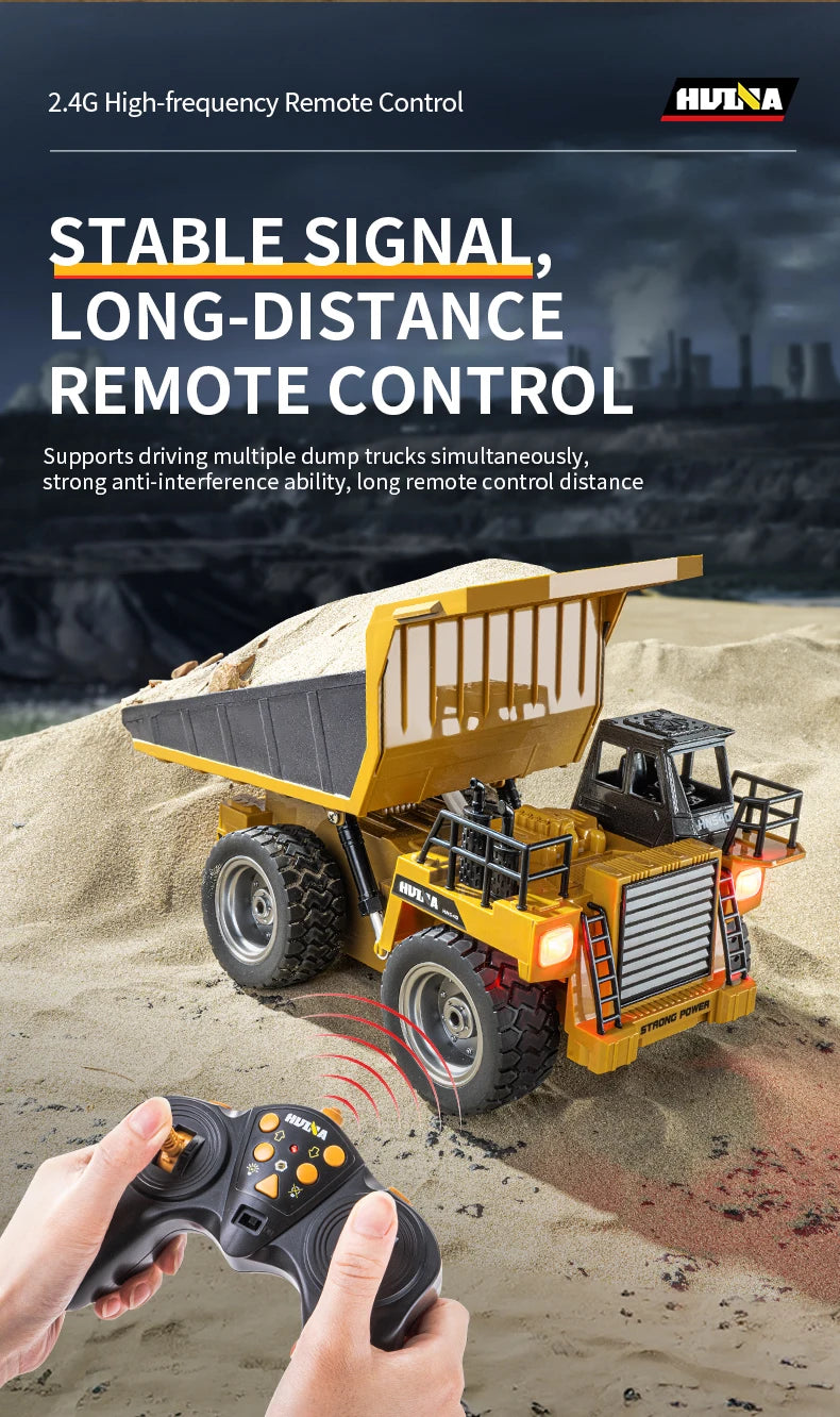 HUI NA Engineering Vehicle 533D Simulation Alloy Dump Truck Earth-moving Dump Truck Model Toy Truck Heavy duty tractor RC Cars