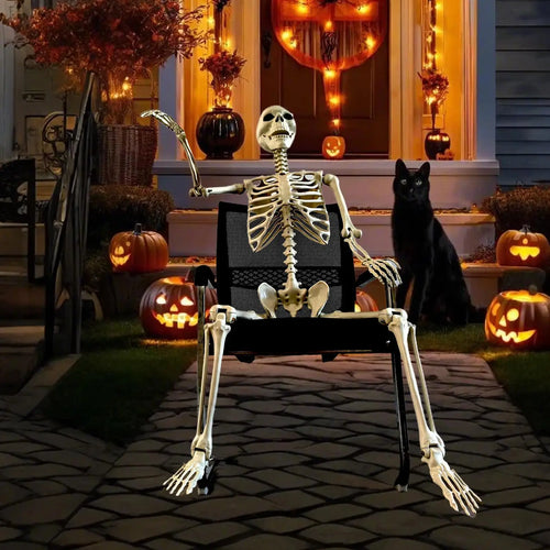 Load image into Gallery viewer, Halloween Realistic Body Bones Life Size Human Skeleton with Posable Joints Simulation Skull Ornament Haunted House Horror Props

