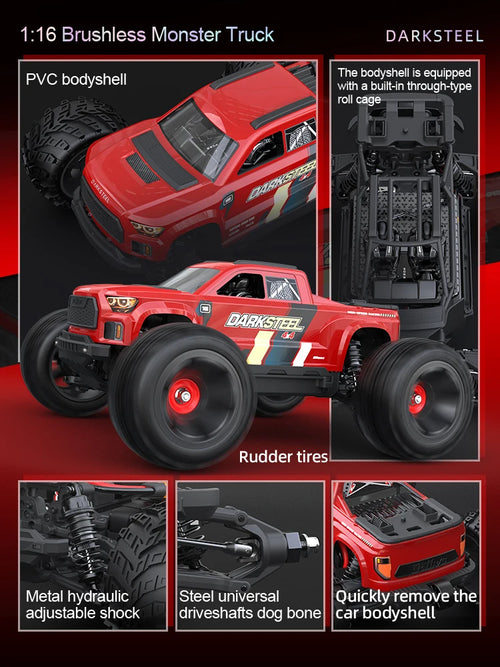 Load image into Gallery viewer, 1/16 4WD RC Car Brushless High-speed Truck 2.4G Remote Control Climbing Vehicle 4x4 Off-road Big-wheels Crawler Toys for Adults
