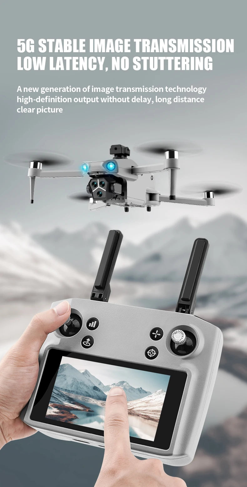 T01 Mini Drone with 4K HD Camera 4.5' Touch Screen GPS Obstacle Avoidance Brushless Motor - Folding Quadcopter for Photography