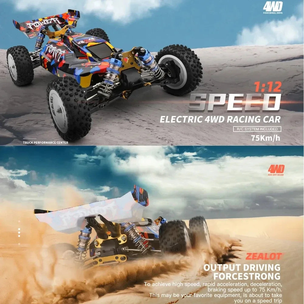 WLtoys 124007 75KM/H 4WD RC Car Professional Racing Remote Control Cars High Speed Drift Monster Truck Buggy Children's Toys For Boys