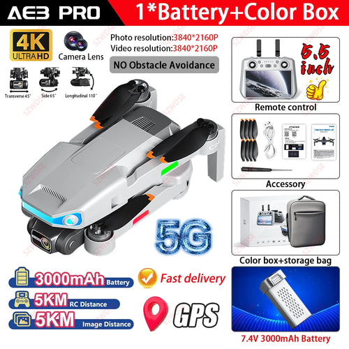 Load image into Gallery viewer, 2025 New AE3 PRO Max+ GPS Drone 8K Dual Camera With Screen 5G Wifi FPV 3-Axis Gimbal Obstacle Avoidance Quadcopter RC Dron Toy
